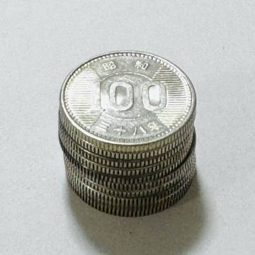 【インフレヘッジの切り札・高値堅持!!】稲100円銀貨☆10枚組☆昭和38年銘☆状態混☆銀品位.600☆重量4.80g/枚☆合計48.0g!!①