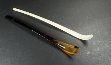 茶道具 茶杓 2本セット 鼈甲風　天然白材　抹茶 スプーン 時代物 骨董品 