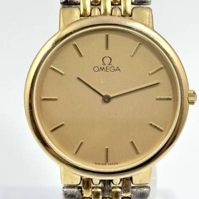 稼働〇 オメガ デビル メンズ ゴールド 腕時計 クオーツ OMEGA DE VILLE G325