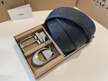 COACH コーチ リバーシブル ブラック 通勤通学 シグネチャーベルト　シルバーバックル　回転可能