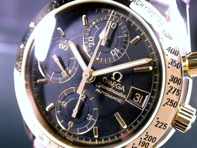★極美品 OMEGA &Omega; オメガ スピードマスター 18金/SS ブラック 3313.5000 バルジュー7750 綺麗！★
