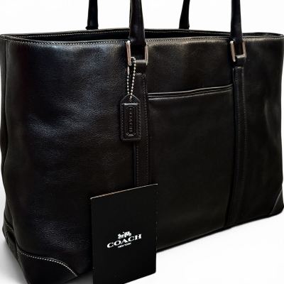 極美品●最高級ライン●極上オールレザー●OLD COACH オールドコーチ メンズ トートバッグ ビジネス 肩掛け A4 PC 書類鞄 ブラック 黒 本革