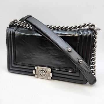 A25 CHANEL シャネル ボーイシャネル ショルダーバッグ ブラック レザー