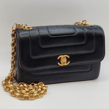A29 CHANEL シャネル マドモアゼル ミニ マトラッセ チェーン ショルダーバッグ ゴールド金具 ブラック ヴィンテージ