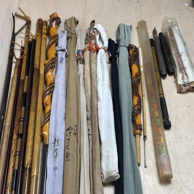 まとめ 影弓 16尺 朱紋峰 ぬけさく 二十一 尺 水雲 陽舟 13尺 武州道人 7尺 王峯 シマノ ダイワ 和竿 釣竿 竿掛け 竹竿 ヘラ竿 大量 