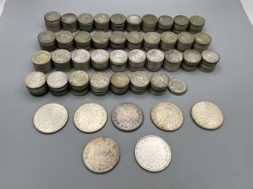S35☆ 約1.93kg 額面44200円 / 1000円銀貨 / 100円銀貨 東京オリンピック 鳳凰 稲穂 古銭 まとめ売り 現状渡し 1円〜