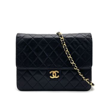1円 美品 CHANEL シャネル ラムスキン マトラッセ ショルダーバッグ チェーンショルダー ブラック シリアルあり