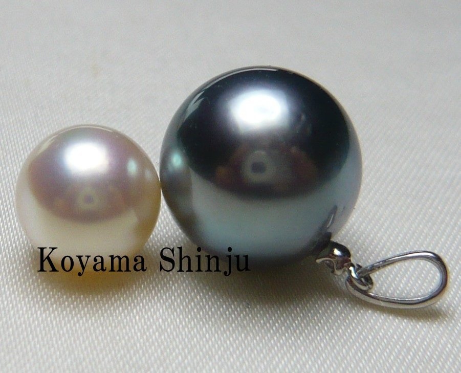  新品★小山真珠★１円～最新デザイン！絶品カラー！グリーンブラック系大珠11.5mm黒蝶真珠Pt900ダイヤ入りパールペンダント
