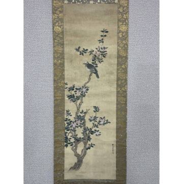 【真作】【風車】 宋紫岡 「花鳥図」◎肉筆絹本◎江戸時代後期の画家 宋紫石の孫 沈南蘋画派 中国画