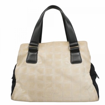 ★最終価格★SALE 【6dc3526】シャネル ハンドバッグ ニュートラベル ナイロン ベージュ ブラック シルバー金具【中古】レディース