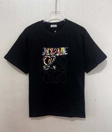 ロエベ Tシャツ 半袖 クルーネック コットン 夏 刺繍ロゴ トップス 快適 サイズXL