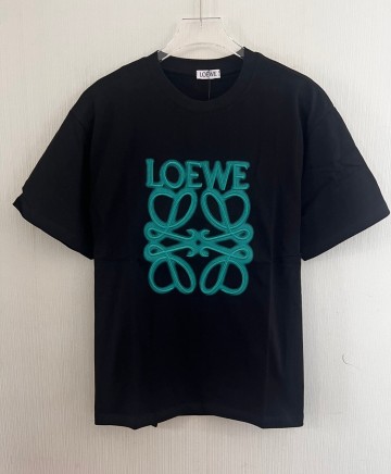 ロエベ Tシャツ 半袖 クルーネック コットン 夏 刺繍ロゴ トップス 快適 サイズM