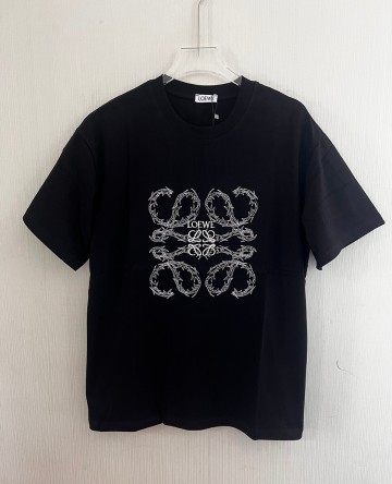ロエベ Tシャツ 半袖 クルーネック コットン 夏 刺繍ロゴ トップス 快適 サイズL
