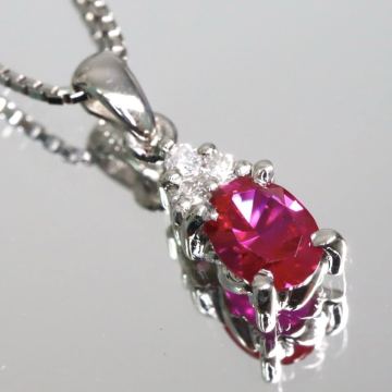 Pt900/Pt850!!【CRESCENT VERT】◆ルビー/天然ダイヤモンドネックレス◆M 約2.6g 約40.0cm ruby diamond necklace ペンダント EB5/ M455