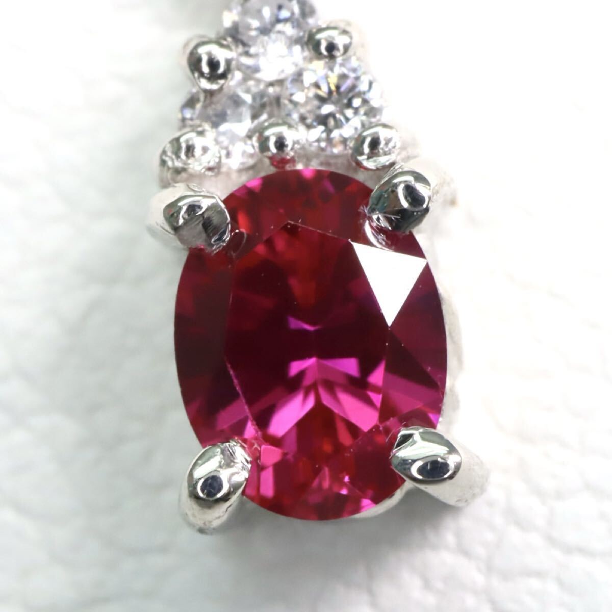  Pt900/Pt850!!【CRESCENT VERT】◆ルビー/天然ダイヤモンドネックレス◆M 約2.6g 約40.0cm ruby diamond necklace ペンダント EB5/ M455