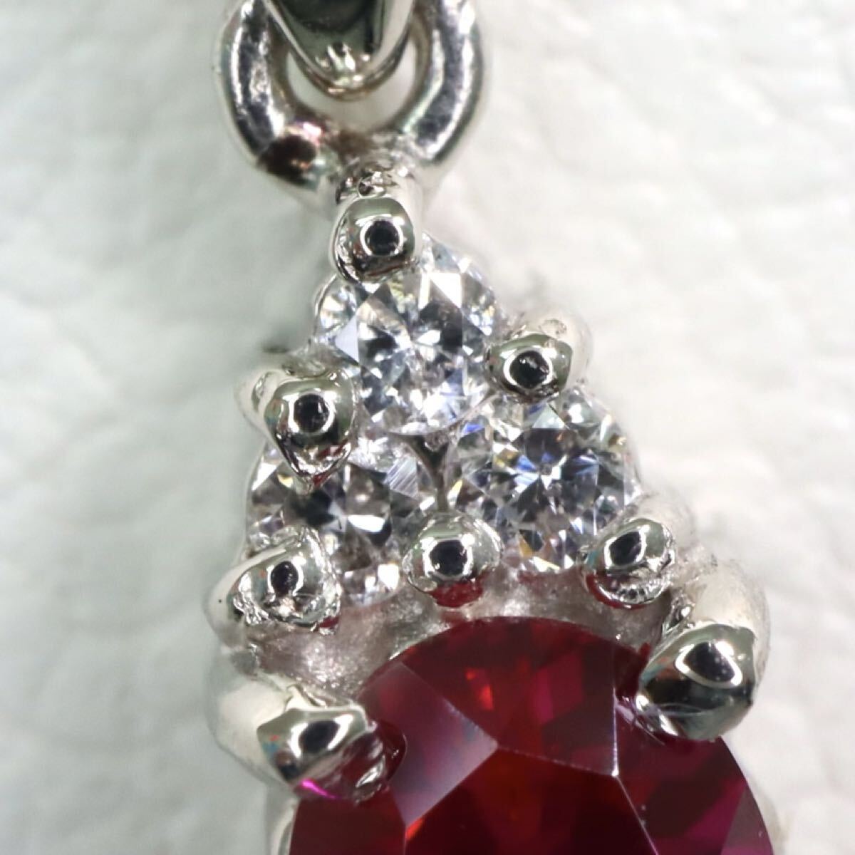 Pt900/Pt850!!【CRESCENT VERT】◆ルビー/天然ダイヤモンドネックレス◆M 約2.6g 約40.0cm ruby diamond necklace ペンダント EB5/ M455
