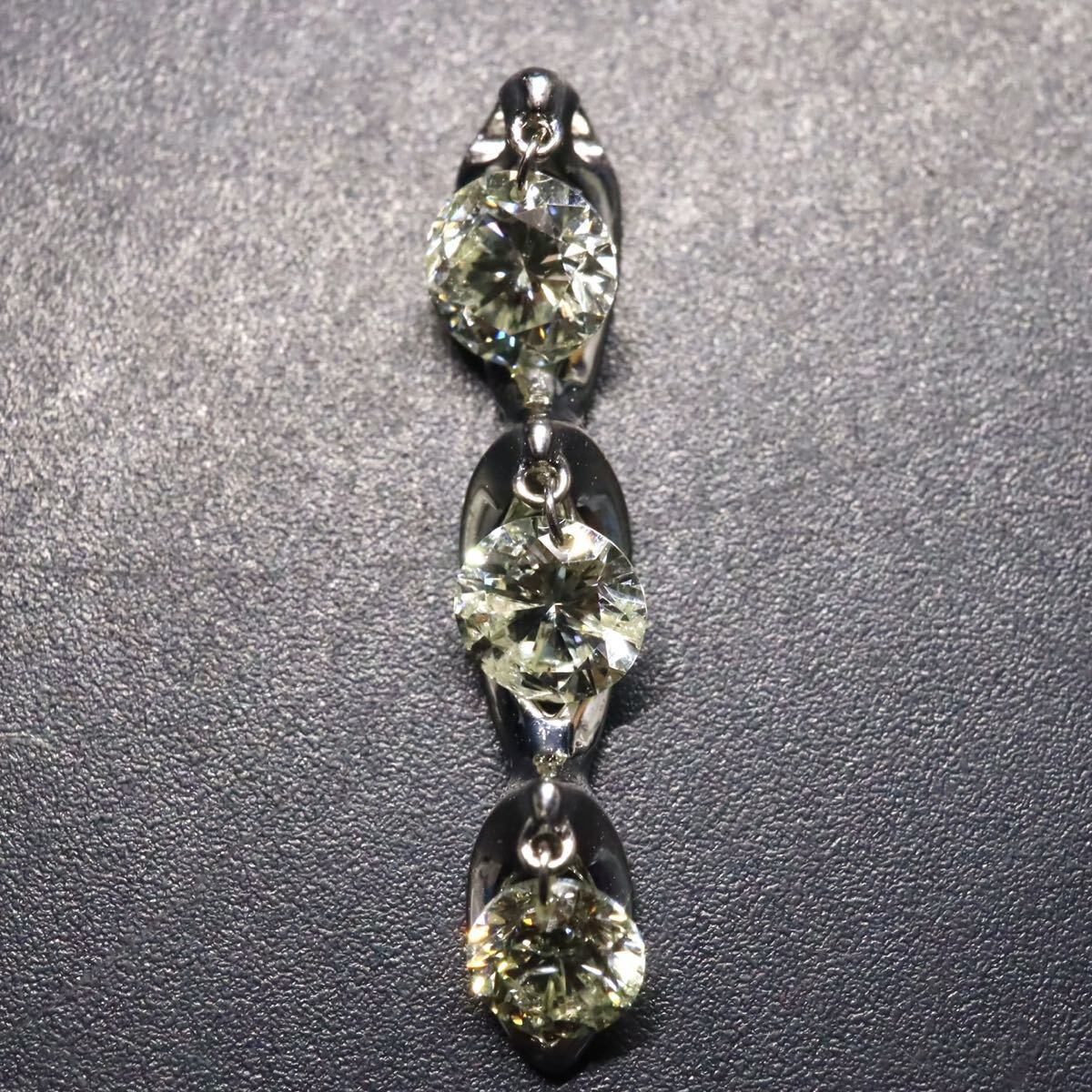  K18WG!!1.00ct!!◆天然ダイヤモンドペンダントトップ◆M 約1.4g diamond ネックレス necklace jewelry ジュエリー イエロー 3連 ED0/ M479