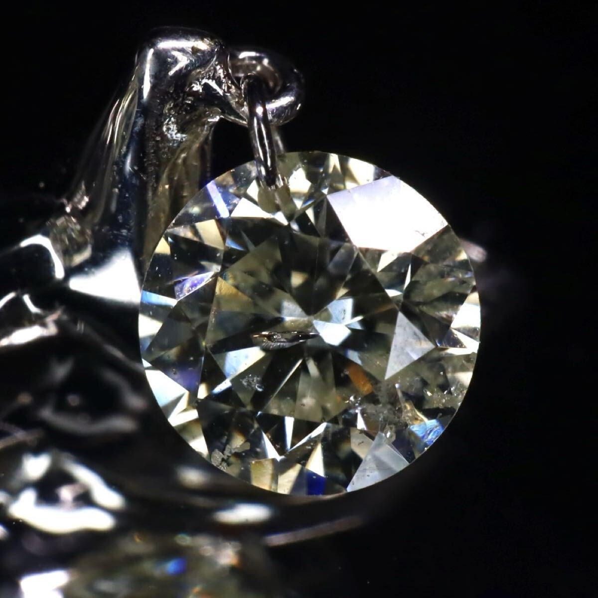  K18WG!!1.00ct!!◆天然ダイヤモンドペンダントトップ◆M 約1.4g diamond ネックレス necklace jewelry ジュエリー イエロー 3連 ED0/ M479