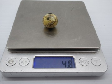 時代 根付玉【花蝶紋螺鈿細工 緒締玉 蜻蛉玉 柴山細工 細密彫刻】22mm 4.8g
