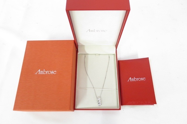  AMBROSE アンブローズ ダイヤペンダント pt850/pt900 ダイヤモンド 0.35ct ペンダントトップ約4.6g/総重量約7.9g 保証書付 3505076011