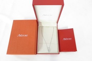 AMBROSE アンブローズ ダイヤペンダント pt850/pt900 ダイヤモンド 0.35ct ペンダントトップ約4.6g/総重量約7.9g 保証書付 3505076011