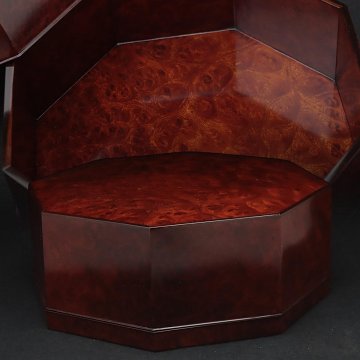 FG817 【 伝統工芸士 宮本修山 作】修山工房 玉杢拭漆 八角 菓子器 幅23.8cm・玉杢菓子器・蓋物 木工芸 煎茶道具 古美術品