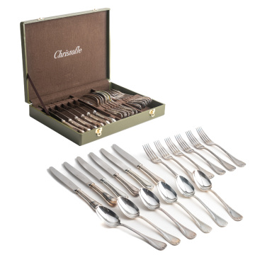 M-435 クリストフル Christofle ルバン Rubans カトラリー 6人用 18本セット 純正ケース付 シルバープレート フランス 洋食器