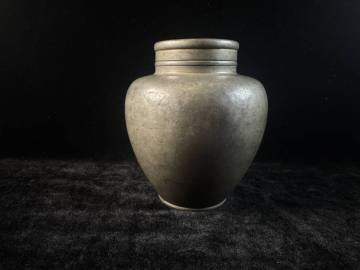 御錫屋美作守　古錫茶入　古錫茶壺　斑錫　在銘永好