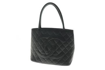 LCIQ8-5-22 CHANEL シャネル トートバッグ 復刻トート マトラッセ キャビアスキン 6番台 レディース ブラック ゴールド金具 中古