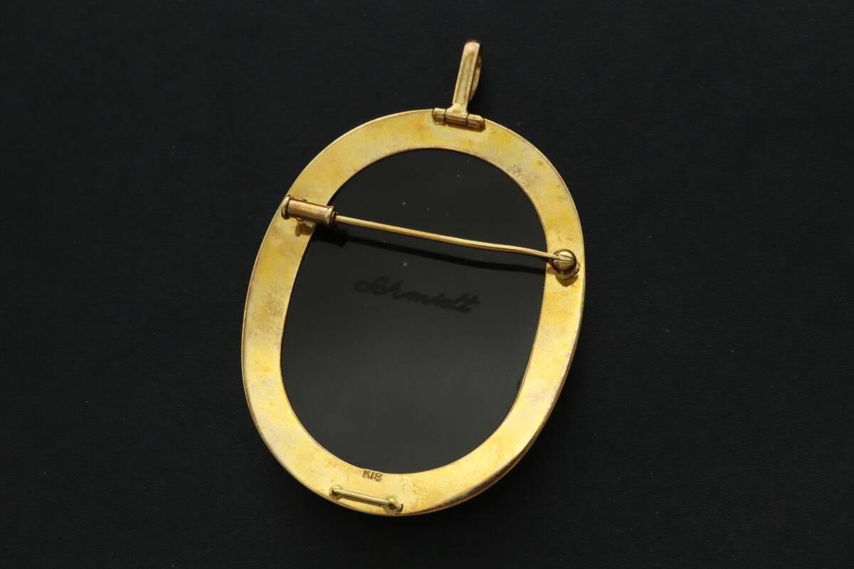  LCIQ8-5-42 Gerhard Schmidt ゲルハルド シュミット カメオ ブローチ ペンダントトップ K18 750 YG アクセサリー 約20g ゴールド 中古