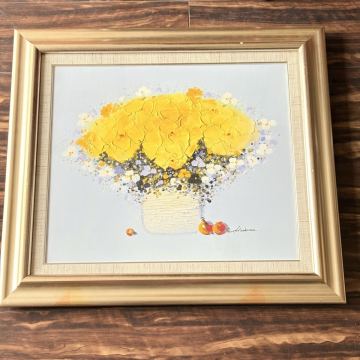 平山講平「パンジー」真作 油画 絵画 油絵 油彩 油彩画 花の絵のスペシャリスト 岐阜県出身 慶美会会員 実力作家