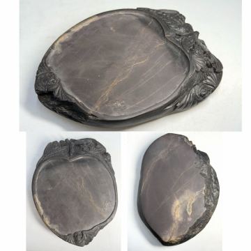 端渓硯 老坑 金線 箱付き　硯本体: 14.8x11.2x2.3cm 文房具 書道具　水巖　中国美術 骨董品　a05062