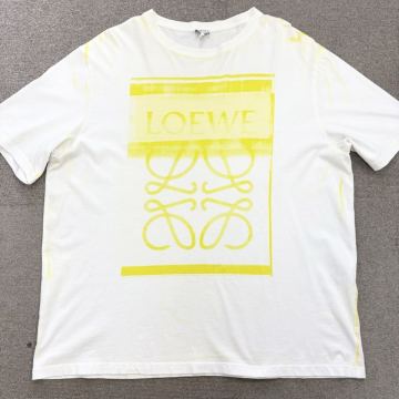 153『極美品・現行タグ』 LOEWE ロエベ メンズ ビッグロゴ フォトプリント アナグラム 半袖 Tシャツ トップス イエロー ホワイト Mサイズ