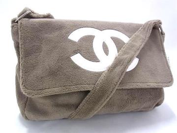 1円 ■新品同様■ CHANEL シャネル ココマーク ポリウレタン シルバー金具 クロスボディ ショルダーバッグ 斜め掛け グレージュ系 FX6373