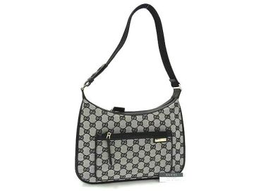1円 ■美品■ GUCCI グッチ 001 4198 001018 GG柄 GGキャンバス ワンハンドル ショルダーバッグ 肩掛け レディース ブラック系 FX6395