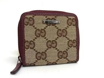 1円 ■極美品■ GUCCI グッチ 115255 GG柄 キャンバス ラウンドファスナー 小銭入れ コインパース コインケース ブラウン系 FX5472