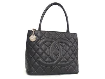 1円 ■美品■ CHANEL シャネル ココマーク マトラッセ 復刻トート キャビアスキン シルバー金具 ハンドバッグ トート ブラック系 DB4603
