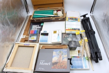 【ト横】画材 まとめ 大量 筆 絵具 色鉛筆 筆ペン パレット など TA609ZZH47