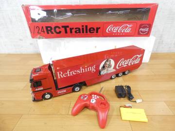 (S)◎ジャンク ラジコン メルセデスベンツ アクトロス コカ・コーラ デザイントレーラー レッド 1/24 約70cm 箱付き 通電のみ動確 ＠140