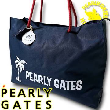 新品 PEARLY GATES パーリーゲイツ 定価2.4万 ハワイ限定!! スーベニア帆布 2way ロッカーバッグ トートバッグ プリント ネイビー系 4