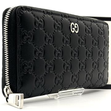 極美品◆GUCCI グッチ 長財布 グッチシマ インターロッキング ラウンドファスナー ロングウォレット ブラック