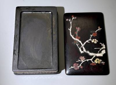 書道具 文房具 描金 老坑古硯 嵌寶 中国硯 時代物 唐物 