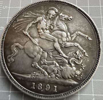 1891年英国ジュベリーヘッドヴィクトリア女王大型銀貨 クラウン銀貨　古銭 世界コイン イギリス Crown