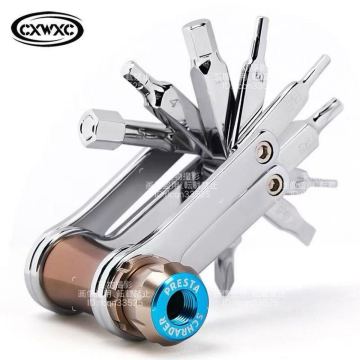 16in1自転車用マルチツール 携帯工具セット コンパクト収納 高耐久スチール 六角レンチ ドライバー 調整対応 ロードバイク アウトドア