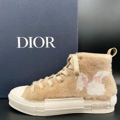 1円【新品】DIOR ディオール ERL ハイカット スニーカー コラボ ラビット ファー ウサギ メンズ シューズ 靴 サイズ24.5cm相当