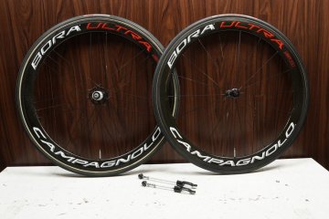 ○Campagnolo カンパニョーロ BORA ULTRA 50 RIM シマノフリー 11/12s対応 チューブラー ブライトラベル カーボンホイールセット 美品