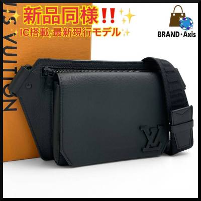 ★【新品同様】ルイヴィトン Louis Vuitton LVアエログラム テイクオフ スリング バムバッグ ショルダーバッグ ブラック M57081★