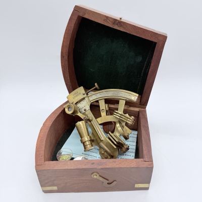 1円〜 4A 真鍮製 六分儀 COLE LONDON 測量器具 アンティーク 木箱 コレクション インテリア ヴィンテージ レトロ 184