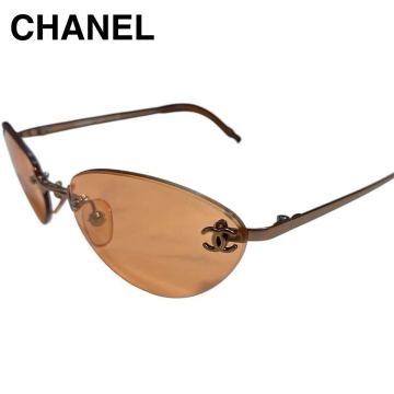 美品 シャネル CHANEL ココマーク リムレス オレンジレンズ サングラス 4003 ヴィンテージ 度無し イタリア製 正規品 アイウェア