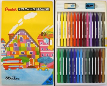 ぺんてる Pentel パスティック PASTICK 芯だけで出来たソフトな色鉛筆30色セット◆おたからや【x-C20844】
